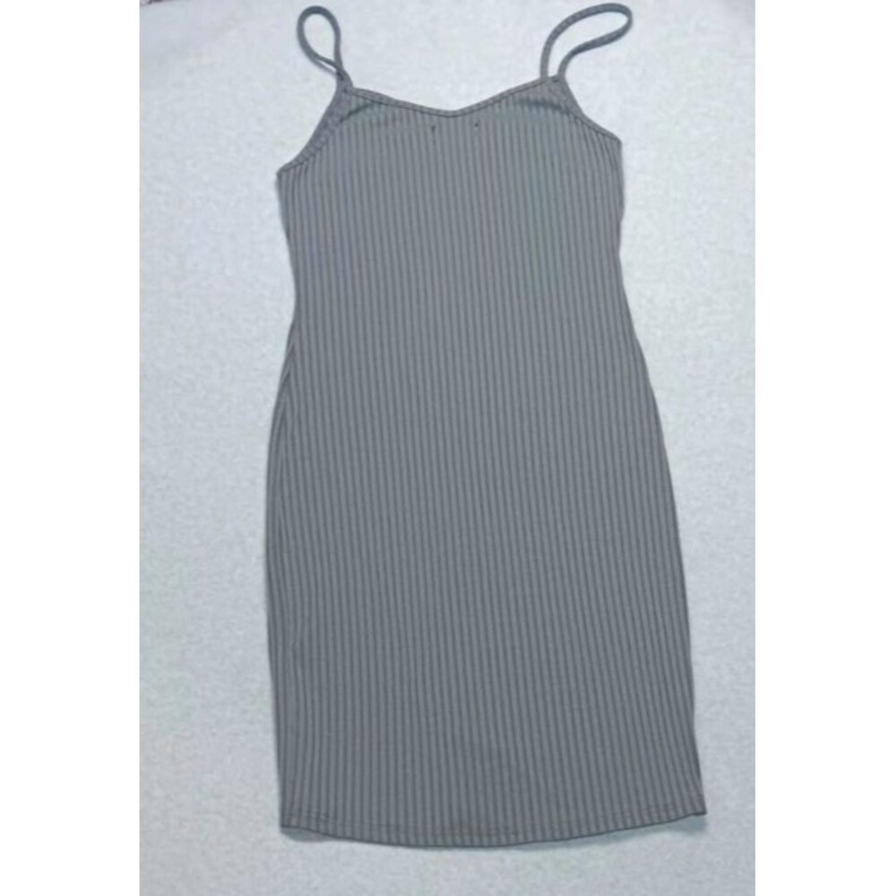 Say What? Bodycon Sleeveless Ribbed Cami Mini Dress Large Gray Coquette Feminine - Picture 10 of 10